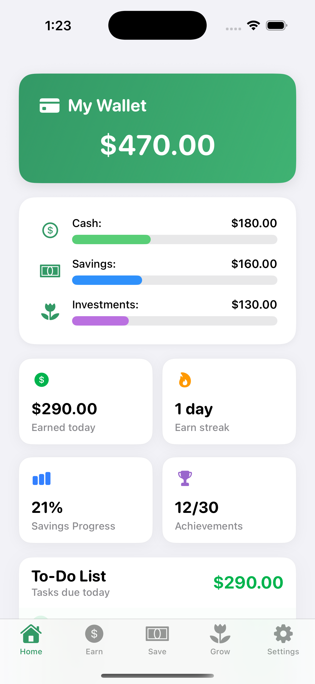 Gainable Wallet Screen